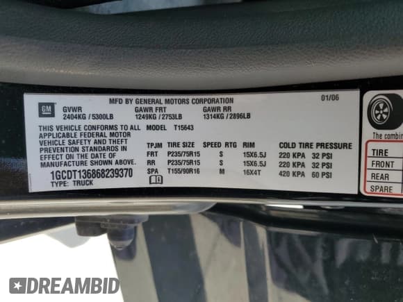 ✅ 2006 Chevrolet Colorado 3LT • VIN: 1GCDT136868239370 • Лот: 65200205. Опубликован ранее на Copart с пробегом 118 598 миль. Бесплатный доступ к архиву аукционных продаж из США и подробный отчёт об истории автомобиля на DreamBid. Изображение 12.