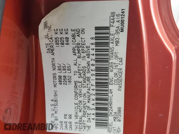 ✅ 2009 Mitsubishi Eclipse GS • VIN: 4A3AK24F19E024488 • Lot: 73863194. Wystawiony na Copart z przebiegiem 155 640 mil. Bezpłatny archiwum sprzedaży aukcyjnych z USA i szczegółowy raport historii pojazdu na DreamBid. Zdjęcie 13.