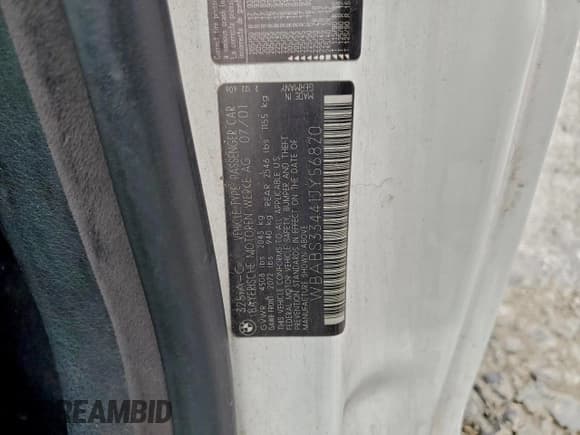 ✅ 2001 BMW 3 Series 325Ci • VIN: WBABS33441JY56820 • Лот: 95968385. Опубликован ранее на Copart с пробегом 135 503 миль. Бесплатный доступ к архиву аукционных продаж из США и подробный отчёт об истории автомобиля на DreamBid. Изображение 12.