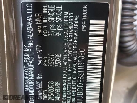 2025 Hyundai Santa Cruz SEL with VIN 5NTJBDDE6SH135860, listed as a Copart auction lot 54837705 with 1,393 mi miles and Salvage title. Bid and sale history available at DreamBid. Image 13.