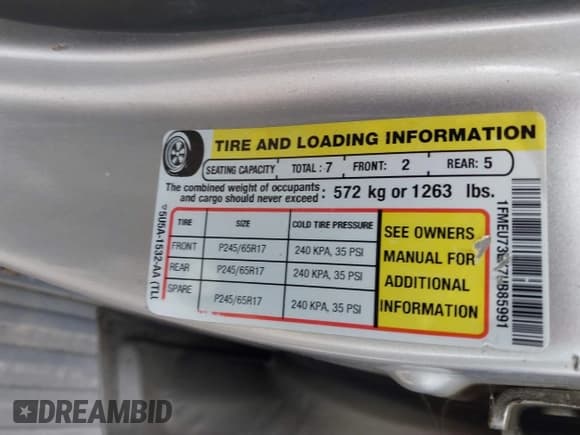 ✅ 2007 Ford Explorer XLT • VIN: 1FMEU73EX7UB85991 • Лот: 43294850. Опубликован ранее на IAAI с пробегом 244 234 миль. Бесплатный доступ к архиву аукционных продаж из США и подробный отчёт об истории автомобиля на DreamBid. Изображение 9.