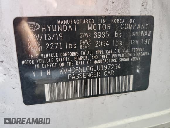 ✅ 2020 Hyundai Ioniq Blue • VIN: KMHC65LC6LU197294 • Lot: 42959145. Wystawiony na Copart z przebiegiem 38 770 mil. Bezpłatny archiwum sprzedaży aukcyjnych z USA i szczegółowy raport historii pojazdu na DreamBid. Zdjęcie 13.