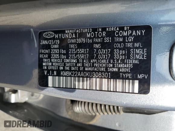 ✅ 2019 Hyundai Kona SEL • VIN: KM8K22AA0KU308301 • Лот: 64051193. Опубликован ранее на Copart с пробегом 68 333 миль. Бесплатный доступ к архиву аукционных продаж из США и подробный отчёт об истории автомобиля на DreamBid. Изображение 12.