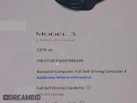 ✅ 2025 Tesla Model 3 Long Range • VIN: 5YJ3E1EA0SF968349 • Lot: 43070338. Wystawiony na IAAI z przebiegiem 7 676 mil. Bezpłatny archiwum sprzedaży aukcyjnych z USA i szczegółowy raport historii pojazdu na DreamBid. Zdjęcie 14.