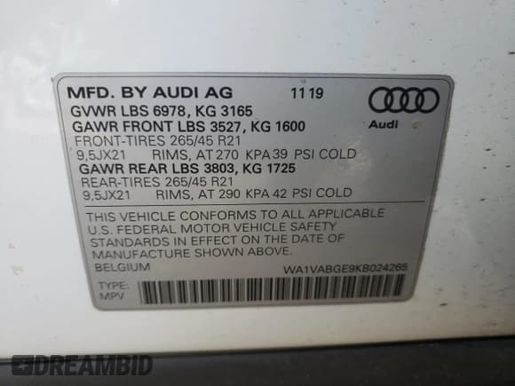 ✅ 2019 Audi e-tron Prestige • VIN: WA1VABGE9KB024265 • Lot: 39302243. Wystawiony na Copart z przebiegiem 29 531 mil. Bezpłatny archiwum sprzedaży aukcyjnych z USA i szczegółowy raport historii pojazdu na DreamBid. Zdjęcie 14.