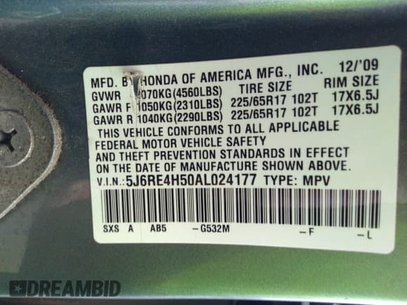 ✅ 2010 Honda CR-V EX • VIN: 5J6RE4H50AL024177 • Lot: 37023249. Wystawiony na IAAI z przebiegiem 266 134 mil. Bezpłatny archiwum sprzedaży aukcyjnych z USA i szczegółowy raport historii pojazdu na DreamBid. Zdjęcie 9.