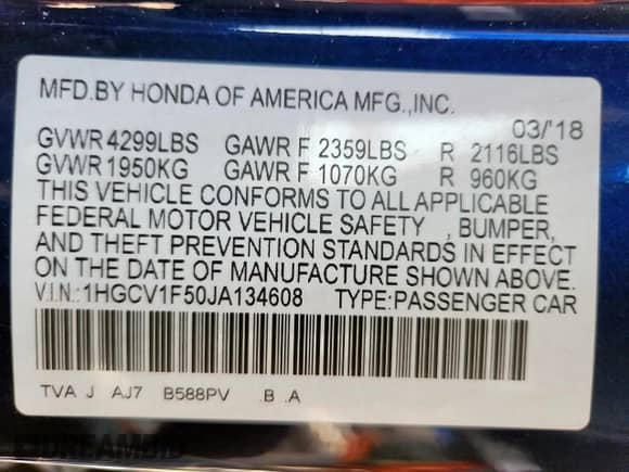 2018 Honda Accord EX-L z VIN 1HGCV1F50JA134608, wystawiony jako Copart lot #71147965 z przebiegiem 147 467 mil mil oraz Czysty tytuł • Clean title. Historia ofert i sprzedaży dostępna na DreamBid. Obrazek 12.