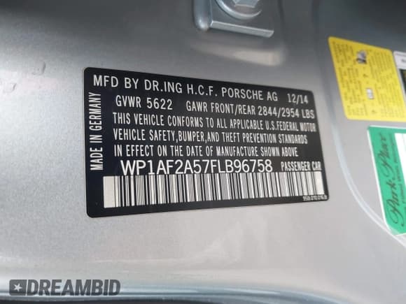 ✅ 2015 Porsche Macan Turbo • VIN: WP1AF2A57FLB96758 • Lot: 41585014. Listed on IAAI with 129,886 mi. Free auction sales archive from the USA and detailed vehicle history report at DreamBid. Image 9.