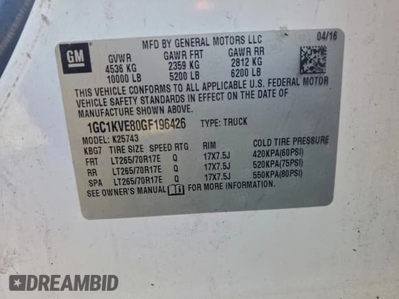 ✅ 2016 Chevrolet Silverado 2500HD LT • VIN: 1GC1KVE80GF196426 • Lot: 93919975. Wystawiony na Copart z przebiegiem Nie podano. Bezpłatny archiwum sprzedaży aukcyjnych z USA i szczegółowy raport historii pojazdu na DreamBid. Zdjęcie 12.