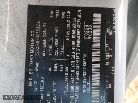 ✅ 2013 Ford Transit Connect XLT • VIN: NM0KS9BN3DT138732 • Lot: 92188285. Wystawiony na Copart z przebiegiem 224 822 mil. Bezpłatny archiwum sprzedaży aukcyjnych z USA i szczegółowy raport historii pojazdu na DreamBid. Zdjęcie 12.