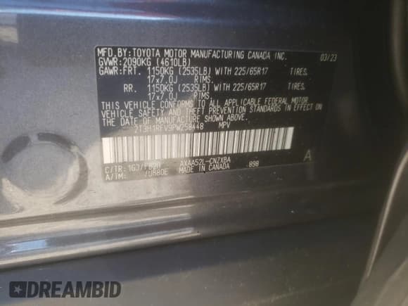 ✅ 2023 Toyota RAV4 LE • VIN: 2T3H1RFV9PW258448 • Lot: 91168065. Wystawiony na Copart z przebiegiem 36 340 mil. Bezpłatny archiwum sprzedaży aukcyjnych z USA i szczegółowy raport historii pojazdu na DreamBid. Zdjęcie 14.