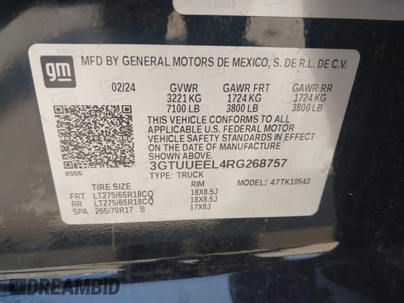 ✅ 2024 GMC Sierra 1500 AT4 • VIN: 3GTUUEEL4RG268757 • Лот: 42592647. Опубликован ранее на IAAI с пробегом 4 264 миль. Бесплатный доступ к архиву аукционных продаж из США и подробный отчёт об истории автомобиля на DreamBid. Изображение 9.