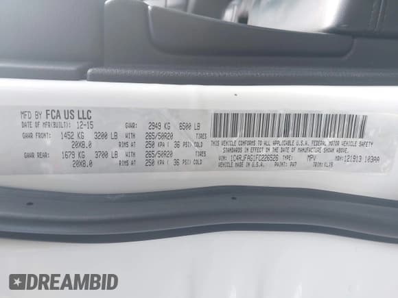 ✅ 2015 Jeep Grand Cherokee Laredo • VIN: 1C4RJFAG1FC226526 • Лот: 43226466. Опубликован ранее на IAAI с пробегом 132 908 миль. Бесплатный доступ к архиву аукционных продаж из США и подробный отчёт об истории автомобиля на DreamBid. Изображение 9.