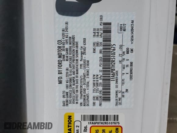 ✅ 2024 Ford Mustang EcoBoost • VIN: 1FA6P8TH2R5107675 • Lot: 52197194. Wystawiony na Copart z przebiegiem 14 449 mil. Bezpłatny archiwum sprzedaży aukcyjnych z USA i szczegółowy raport historii pojazdu na DreamBid. Zdjęcie 12.