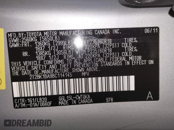 ✅ 2011 Lexus RX 350 • VIN: 2T2BK1BA9BC114145 • Lot: 43798806. Listed on IAAI with 93,335 mi. Free auction sales archive from the USA and detailed vehicle history report at DreamBid. Image 9.