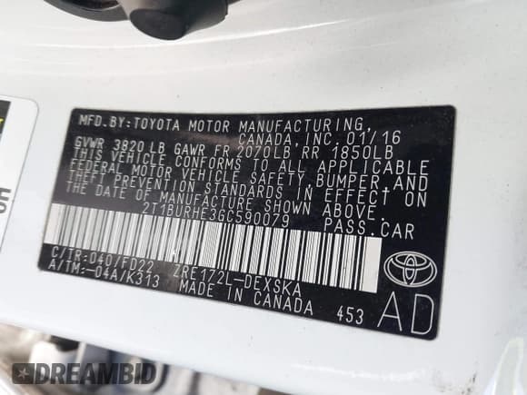 ✅ 2016 Toyota Corolla L • VIN: 2T1BURHE3GC590079 • Lot: 43673569. Wystawiony na IAAI z przebiegiem 96 627 mil. Bezpłatny archiwum sprzedaży aukcyjnych z USA i szczegółowy raport historii pojazdu na DreamBid. Zdjęcie 9.