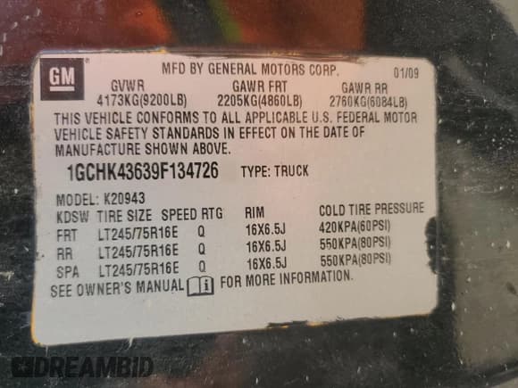 ✅ 2009 Chevrolet Silverado 2500HD Work Truck • VIN: 1GCHK43639F134726 • Lot: 66923335. Wystawiony na Copart z przebiegiem Nie podano. Bezpłatny archiwum sprzedaży aukcyjnych z USA i szczegółowy raport historii pojazdu na DreamBid. Zdjęcie 12.