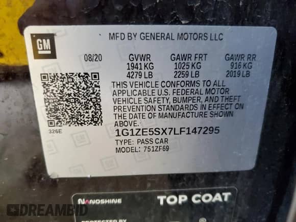 2020 Chevrolet Malibu Premier с VIN 1G1ZE5SX7LF147295, выставлен на аукционе Copart как лот 65480675 с пробегом 115 323 миль миль и Списание • Salvage title. История ставок и продаж доступна на DreamBid. Изображение 13.