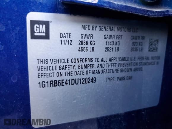 ✅ 2013 Chevrolet Volt • VIN: 1G1RB6E41DU120249 • Lot: 86553774. Wystawiony na Copart z przebiegiem 76 346 mil. Bezpłatny archiwum sprzedaży aukcyjnych z USA i szczegółowy raport historii pojazdu na DreamBid. Zdjęcie 12.