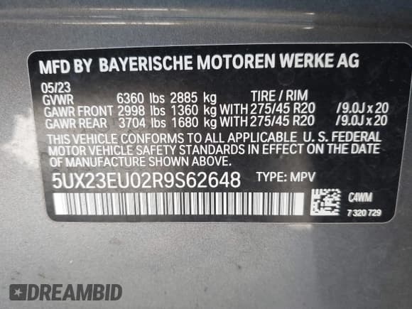 ✅ 2024 BMW X5 xDrive40i • VIN: 5UX23EU02R9S62648 • Lot: 43345390. Listed on IAAI with 32,723 mi. Free auction sales archive from the USA and detailed vehicle history report at DreamBid. Image 9.