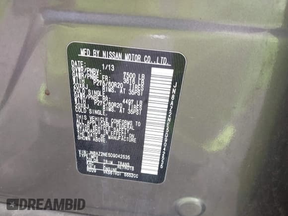 ✅ 2013 Infiniti QX56 • VIN: JN8AZ2NE5D9042535 • Lot: 42673206. Listed on IAAI with 170,750 mi. Free auction sales archive from the USA and detailed vehicle history report at DreamBid. Image 9.