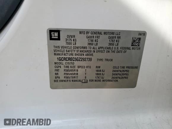 ✅ 2016 Chevrolet Silverado 1500 LT • VIN: 1GCRCREC5GZ292739 • Лот: 84628945. Опубликован ранее на Copart с пробегом 157 111 миль. Бесплатный доступ к архиву аукционных продаж из США и подробный отчёт об истории автомобиля на DreamBid. Изображение 13.