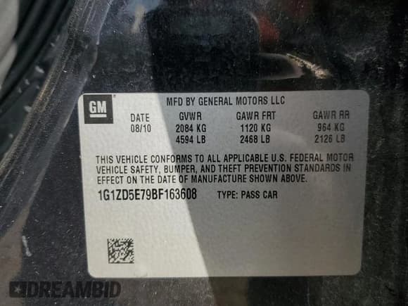 ✅ 2011 Chevrolet Malibu 2LT • VIN: 1G1ZD5E79BF163608 • Lot: 78706684. Listed on Copart with 136,613 mi. Free auction sales archive from the USA and detailed vehicle history report at DreamBid. Image 12.