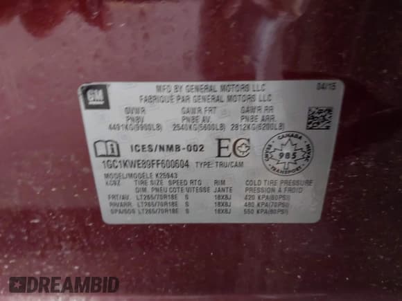 ✅ 2015 Chevrolet Silverado 2500HD LTZ • VIN: 1GC1KWE89FF600604 • Лот: 43683862. Опубликован ранее на IAAI с пробегом 260 422 миль. Бесплатный доступ к архиву аукционных продаж из США и подробный отчёт об истории автомобиля на DreamBid. Изображение 9.