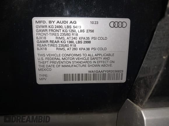 ✅ 2024 Audi Q5 S line Premium • VIN: WA1GAAFY0R2036829 • Лот: 43394881. Опубликован ранее на IAAI с пробегом 35 249 миль. Бесплатный доступ к архиву аукционных продаж из США и подробный отчёт об истории автомобиля на DreamBid. Изображение 9.