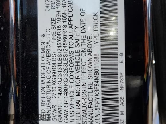 ✅ 2021 Honda Ridgeline Black Edition • VIN: 5FPYK3F84MB011688 • Lot: 63341565. Wystawiony na Copart z przebiegiem 44 136 mil. Bezpłatny archiwum sprzedaży aukcyjnych z USA i szczegółowy raport historii pojazdu na DreamBid. Zdjęcie 12.