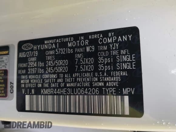 ✅ 2020 Hyundai Palisade SEL • VIN: KM8R44HE3LU064206 • Лот: 41546048. Опубликован ранее на IAAI с пробегом 69 892 миль. Бесплатный доступ к архиву аукционных продаж из США и подробный отчёт об истории автомобиля на DreamBid. Изображение 9.