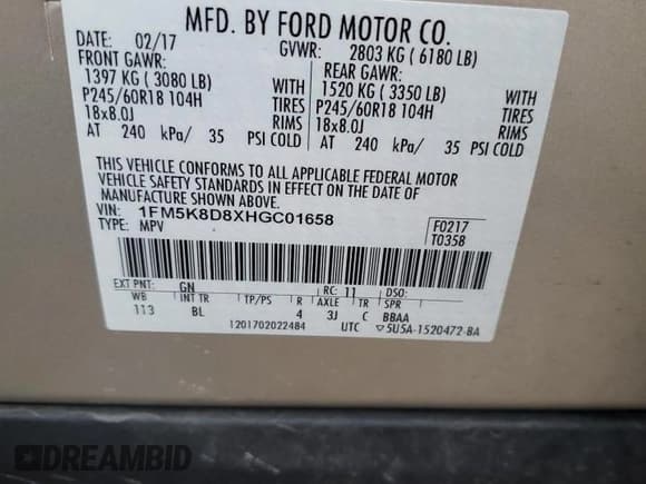 ✅ 2017 Ford Explorer XLT • VIN: 1FM5K8D8XHGC01658 • Lot: 92921885. Wystawiony na Copart z przebiegiem 103 281 mil. Bezpłatny archiwum sprzedaży aukcyjnych z USA i szczegółowy raport historii pojazdu na DreamBid. Zdjęcie 13.