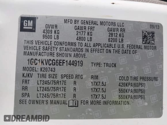 ✅ 2014 Chevrolet Silverado 2500HD Work Truck • VIN: 1GC1KVCG6EF144919 • Lot: 42968279. Listed on IAAI with 145,810 mi. Free auction sales archive from the USA and detailed vehicle history report at DreamBid. Image 9.