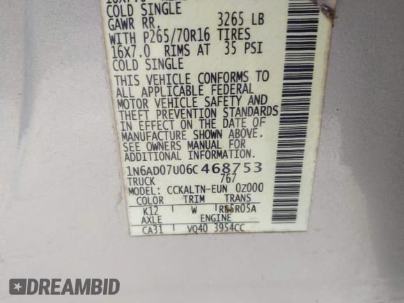 ✅ 2006 Nissan Frontier SE • VIN: 1N6AD07U06C468753 • Лот: 42283501. Опубликован ранее на IAAI с пробегом 156 473 миль. Бесплатный доступ к архиву аукционных продаж из США и подробный отчёт об истории автомобиля на DreamBid. Изображение 9.