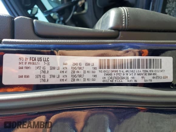 ✅ 2017 Jeep Grand Cherokee Altitude • VIN: 1C4RJFAG5HC604186 • Lot: 89883545. Listed on Copart with 194,022 mi. Free auction sales archive from the USA and detailed vehicle history report at DreamBid. Image 13.