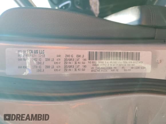 ✅ 2020 Dodge Durango SXT Plus • VIN: 1C4RDJAG0LC223834 • Lot: 65699005. Listed on Copart with 60,328 mi. Free auction sales archive from the USA and detailed vehicle history report at DreamBid. Image 13.