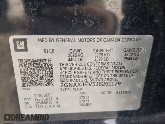 2018 Chevrolet Equinox LT с VIN 2GNAXJEV5J6261179, выставлен на аукционе Copart как лот 86115365 с пробегом 206 322 миль миль и Списание • Salvage title. История ставок и продаж доступна на DreamBid. Изображение 13.