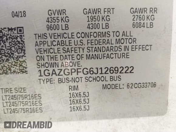 ✅ 2018 Chevrolet Express Passenger LT • VIN: 1GAZGPFG6J1269222 • Lot: 41433114. Wystawiony na IAAI z przebiegiem 99 985 mil. Bezpłatny archiwum sprzedaży aukcyjnych z USA i szczegółowy raport historii pojazdu na DreamBid. Zdjęcie 9.
