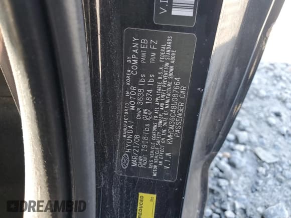 ✅ 2008 Hyundai Accent GS • VIN: KMHCM36C48U087664 • Лот: 87634525. Опубликован ранее на Copart с пробегом 246 100 миль. Бесплатный доступ к архиву аукционных продаж из США и подробный отчёт об истории автомобиля на DreamBid. Изображение 12.