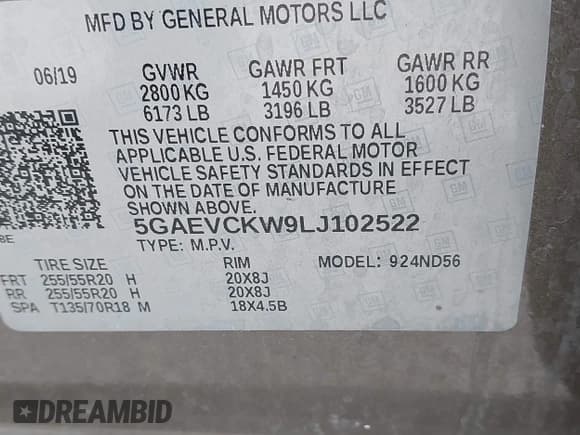 ✅ 2020 Buick Enclave Avenir • VIN: 5GAEVCKW9LJ102522 • Lot: 42030110. Wystawiony na IAAI z przebiegiem 59 806 mil. Bezpłatny archiwum sprzedaży aukcyjnych z USA i szczegółowy raport historii pojazdu na DreamBid. Zdjęcie 9.