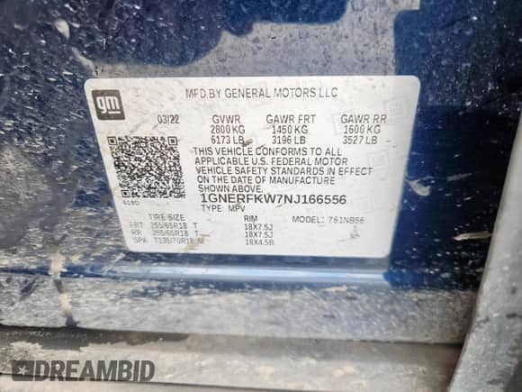 2022 Chevrolet Traverse LS with VIN 1GNERFKW7NJ166556, listed as a Copart auction lot 81380915 with 67,774 mi miles and Salvage title. Bid and sale history available at DreamBid. Image 13.