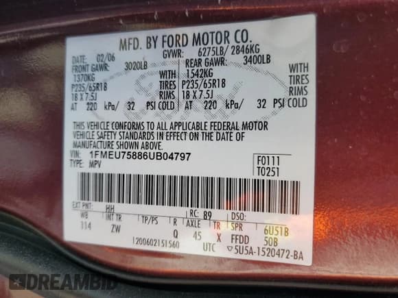 ✅ 2006 Ford Explorer Limited • VIN: 1FMEU75886UB04797 • Lot: 69309485. Wystawiony na Copart z przebiegiem 157 794 mil. Bezpłatny archiwum sprzedaży aukcyjnych z USA i szczegółowy raport historii pojazdu na DreamBid. Zdjęcie 14.