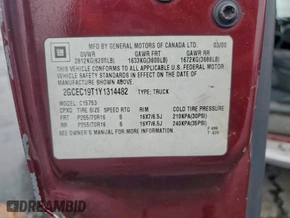✅ 2000 Chevrolet Silverado 1500 LS • VIN: 2GCEC19T1Y1314482 • Lot: 94380205. Wystawiony na Copart z przebiegiem 231 358 mil. Bezpłatny archiwum sprzedaży aukcyjnych z USA i szczegółowy raport historii pojazdu na DreamBid. Zdjęcie 12.