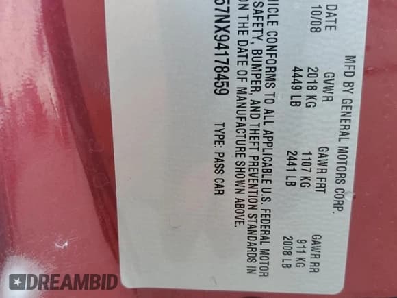 ✅ 2009 Pontiac G6 1SA • VIN: 1G2ZG57NX94178459 • Lot: 68213195. Wystawiony na Copart z przebiegiem 102 356 mil. Bezpłatny archiwum sprzedaży aukcyjnych z USA i szczegółowy raport historii pojazdu na DreamBid. Zdjęcie 13.