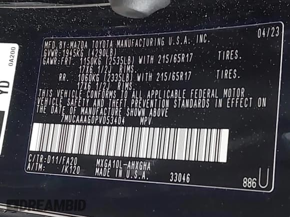 ✅ 2023 Toyota Corolla Cross LE • VIN: 7MUCAAAG0PV053404 • Лот: 42318679. Опубликован ранее на IAAI с пробегом 34 969 миль. Бесплатный доступ к архиву аукционных продаж из США и подробный отчёт об истории автомобиля на DreamBid. Изображение 9.