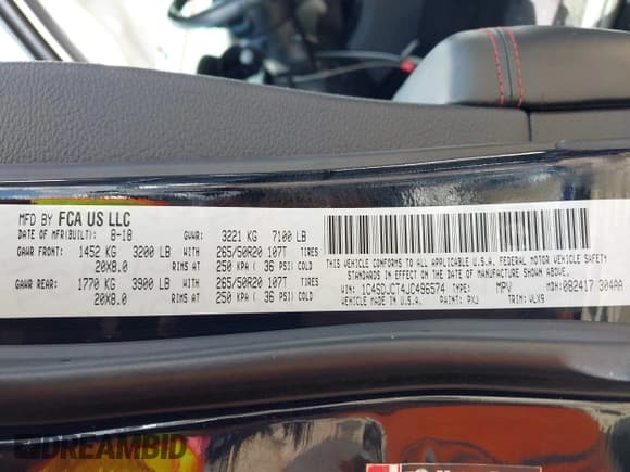 ✅ 2018 Dodge Durango R/T • VIN: 1C4SDJCT4JC496574 • Лот: 42362697. Опубликован ранее на IAAI с пробегом 129 806 миль. Бесплатный доступ к архиву аукционных продаж из США и подробный отчёт об истории автомобиля на DreamBid. Изображение 9.