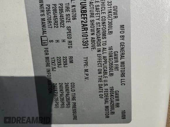 ✅ 2010 Cadillac Escalade Luxury • VIN: 1GYUKBEF2AR101391 • Lot: 90790395. Listed on Copart with 148,154 mi. Free auction sales archive from the USA and detailed vehicle history report at DreamBid. Image 13.