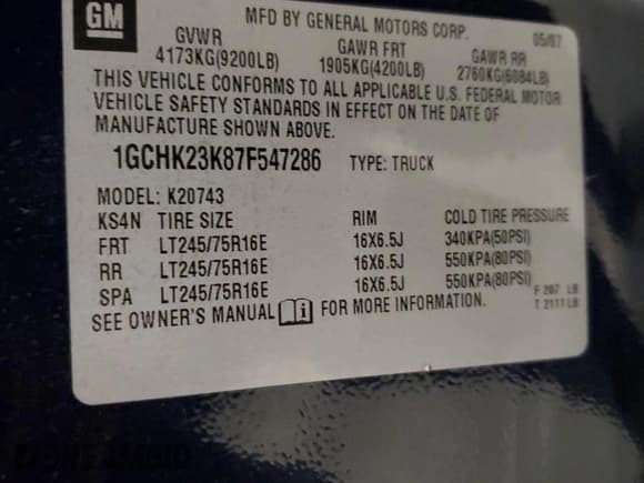 ✅ 2007 Chevrolet Silverado 2500HD 1LT • VIN: 1GCHK23K87F547286 • Лот: 92171725. Опубликован ранее на Copart с пробегом 183 666 миль. Бесплатный доступ к архиву аукционных продаж из США и подробный отчёт об истории автомобиля на DreamBid. Изображение 12.