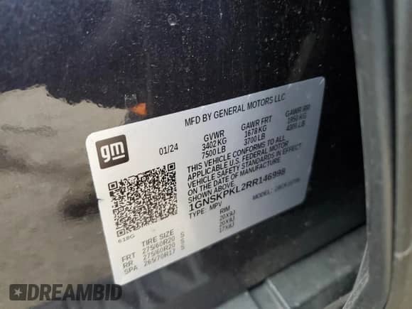 2024 Chevrolet Tahoe Z71 with VIN 1GNSKPKL2RR146998, listed as a Copart auction lot 84058674 with 13,082 mi miles and Clean title. Bid and sale history available at DreamBid. Image 13.