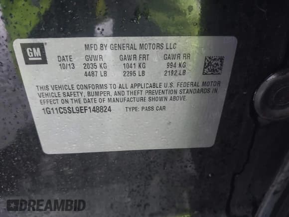 ✅ 2014 Chevrolet Malibu LT • VIN: 1G11C5SL9EF148824 • Lot: 43585397. Listed on IAAI with 212,358 mi. Free auction sales archive from the USA and detailed vehicle history report at DreamBid. Image 9.